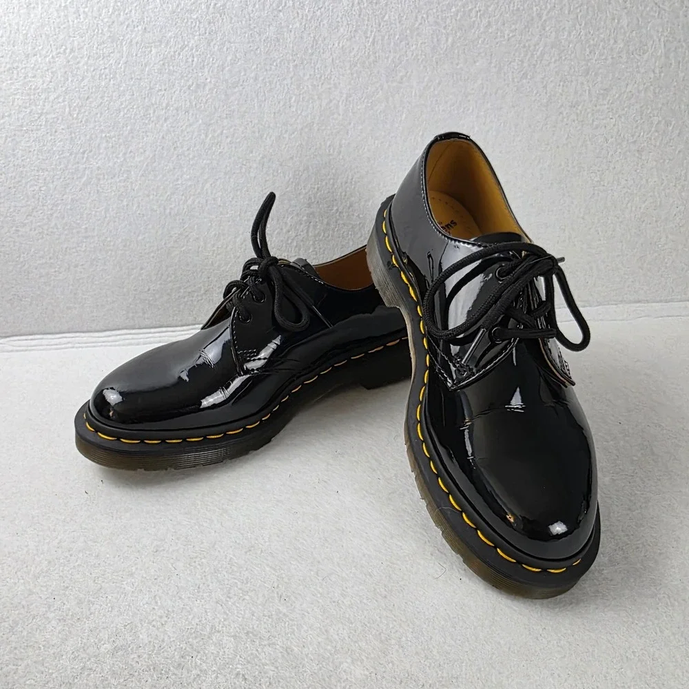 Dr. Martens 1461 Black Patent Lamper Leather 3-Eye Oxford Shoes Womens 8 10084